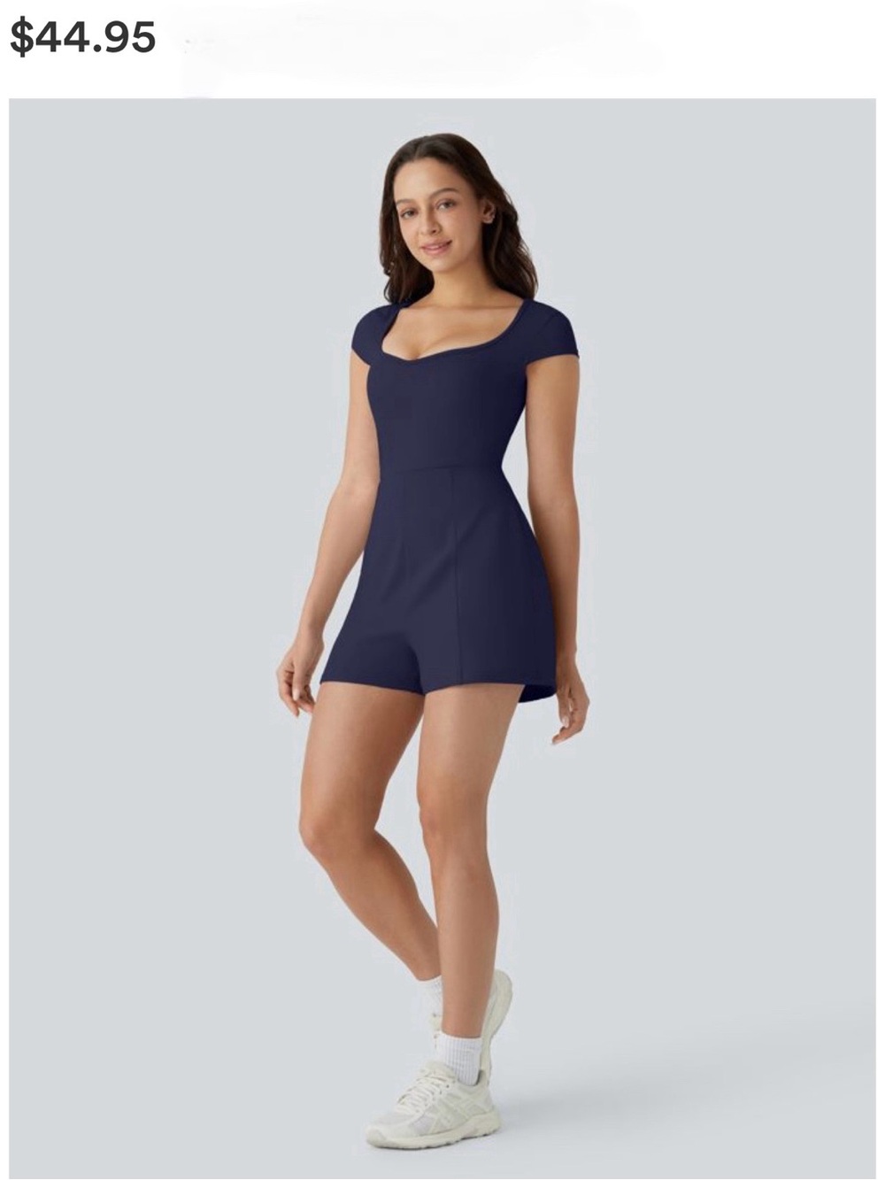 HALARA Navy Short-Sleeve Sweetheart Romper - Picture 10 of 11